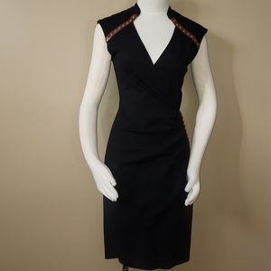 Black Caché Dress with Faux Leather Accents